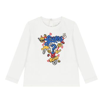 Baby Boys White Logo Long Sleeve Top