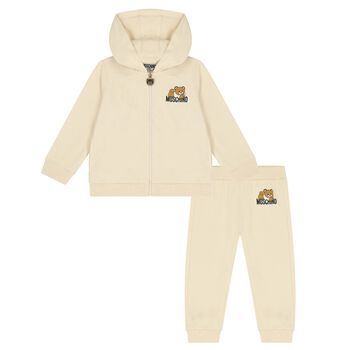 Beige Teddy Bear Logo Tracksuit