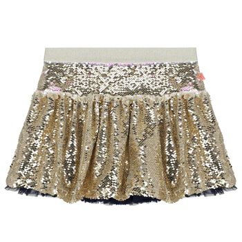 Girls Gold Reversible Sequins Skirt