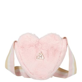 Girls Pink Faux Fur Heart Handbag