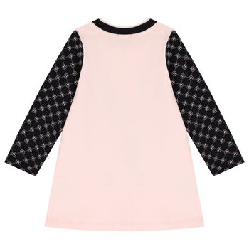 Younger Girls Pink & Black Logo Dress