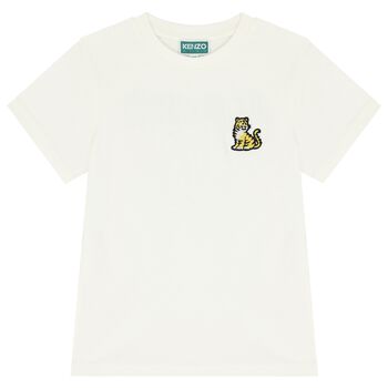 Boys Ivory Tiger Logo T-Shirt
