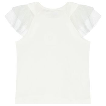Girls Ivory Tulle Sleeved Top
