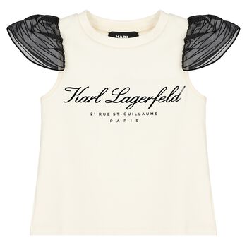 Girls Ivory Logo Top