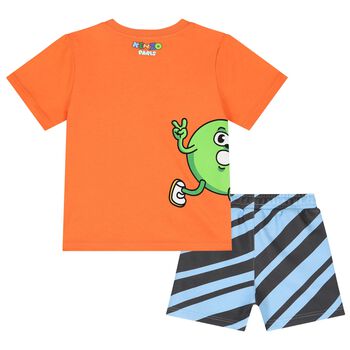 Younger Boys Orange & Blue Logo Shorts Set