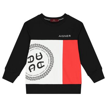 Boys Black, White & Red Logo Sweatshirt
