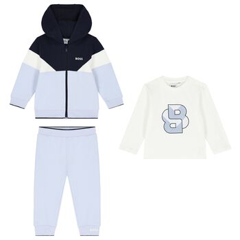 Baby Boys Blue Logo Babygrow Gift Set