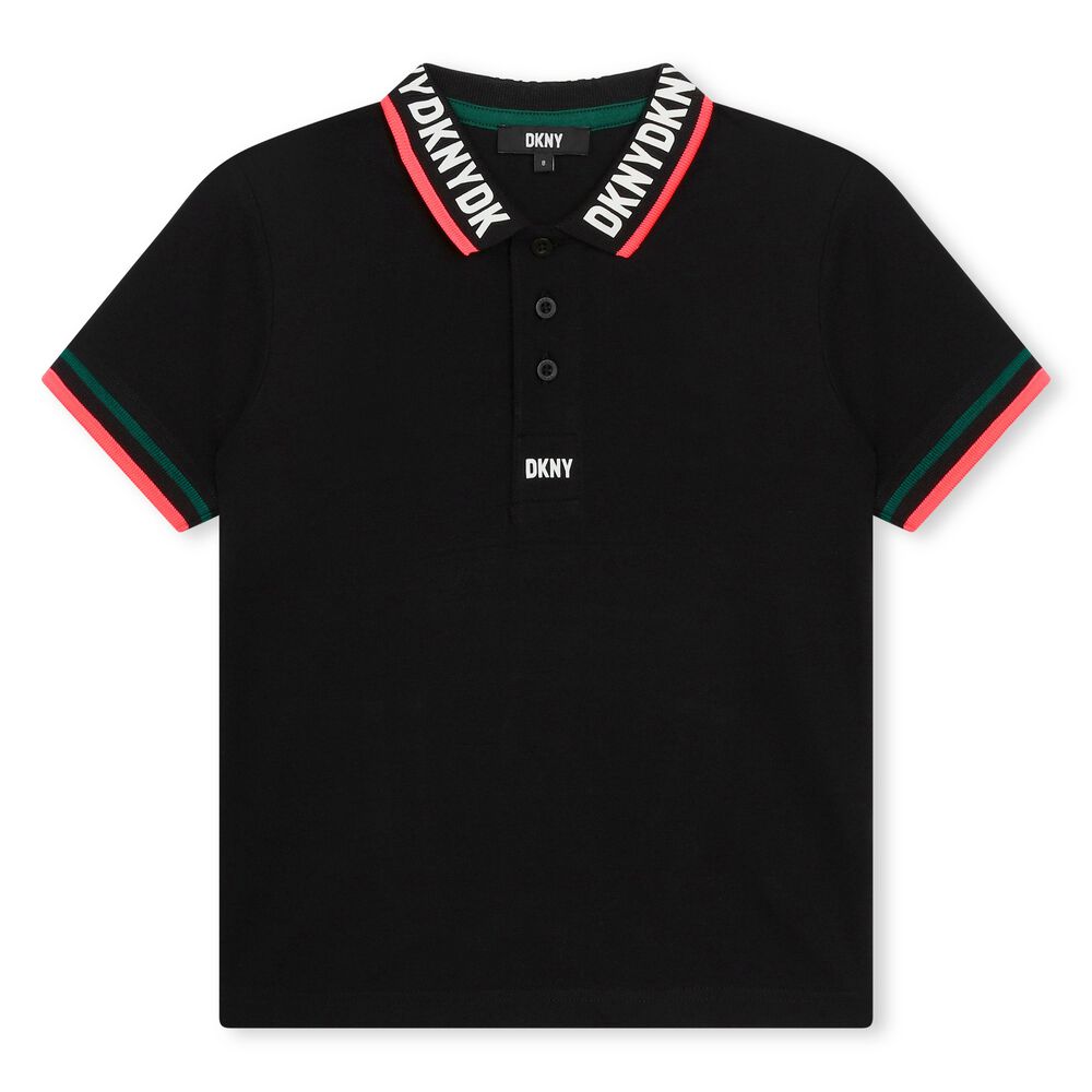DKNY Boys Black Logo Polo Shirt | Junior Couture UAE