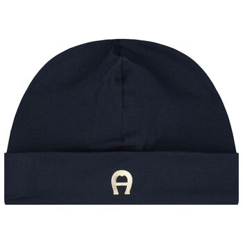 Baby Boys Navy Blue Logo Hat