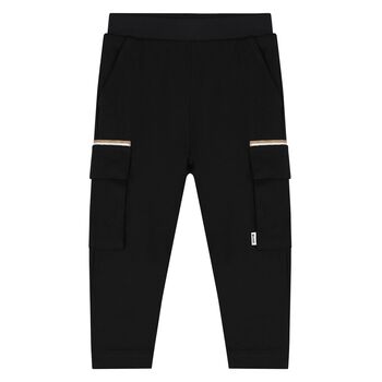 Younger Boys Black Logo Joggers