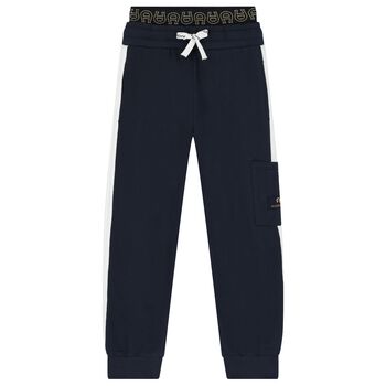 Boys Navy Blue Logo Joggers