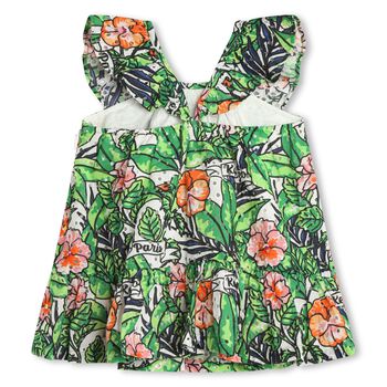 Younger Girls Green Floral Dress