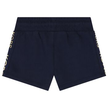 Girls Navy Blue Logo Shorts