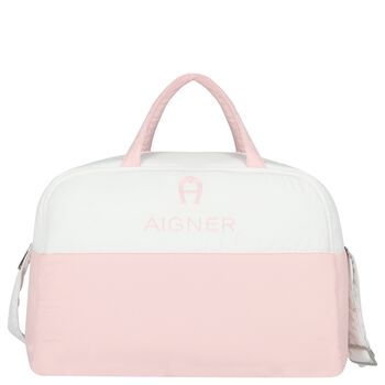 Baby Girls White & Pink Logo Changing Bag