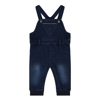 Baby Boys Navy Blue Logo Denim Dungarees