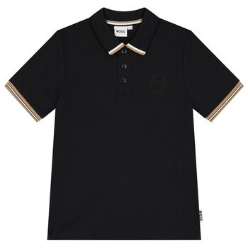 Boys Black Logo Polo Shirt