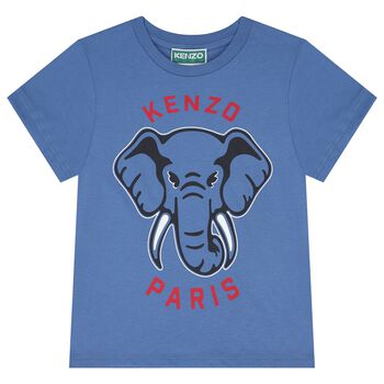 Boys Blue Elephant Logo T-Shirt