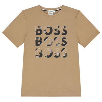 Boys Beige Logo T-Shirt