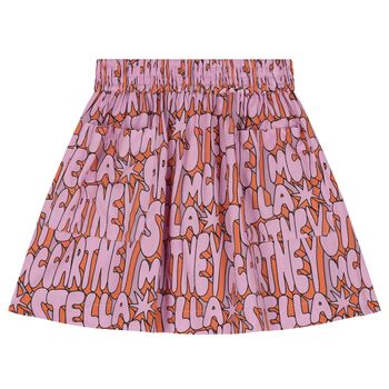 Girls Pink & Orange Logo Skirt