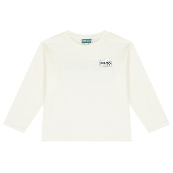 White Logo Long Sleeve Top