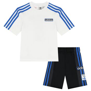 White & Black Logo Shorts Set
