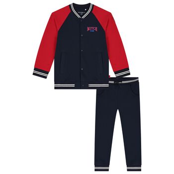 Boys Navy Blue & Red Tracksuit