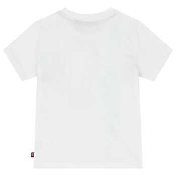 Younger Boys White & Green Logo T-Shirt
