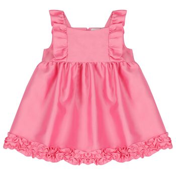 Baby Girls Pink Ruffled Satin Dress
