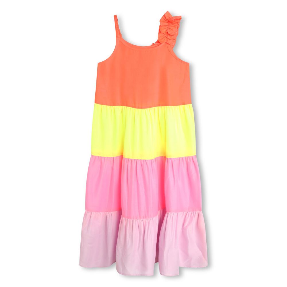 BILLIEBLUSH Girls Orange, Yellow & Pink Tiered Dress | Junior Couture UAE