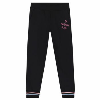 Girls Black Logo Joggers