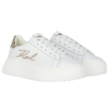 Girls White Logo Trainers