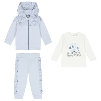 Baby Boys Blue Logo Tracksuit Set