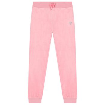 Girls Pink Diamante Joggers