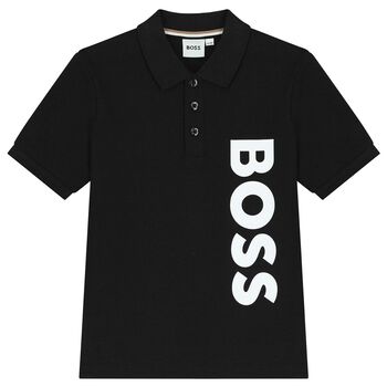 Boys Black Logo Polo Shirt