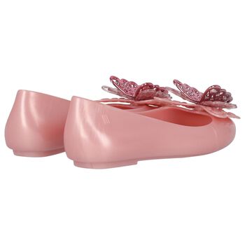 Girls Pink Butterfly Jelly Shoes