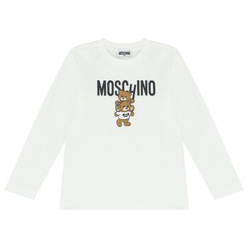 Ivory Teddy Bear Logo Long Sleeve Top