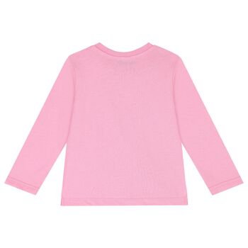 Younger Girls Pink Logo Long Sleeve Top