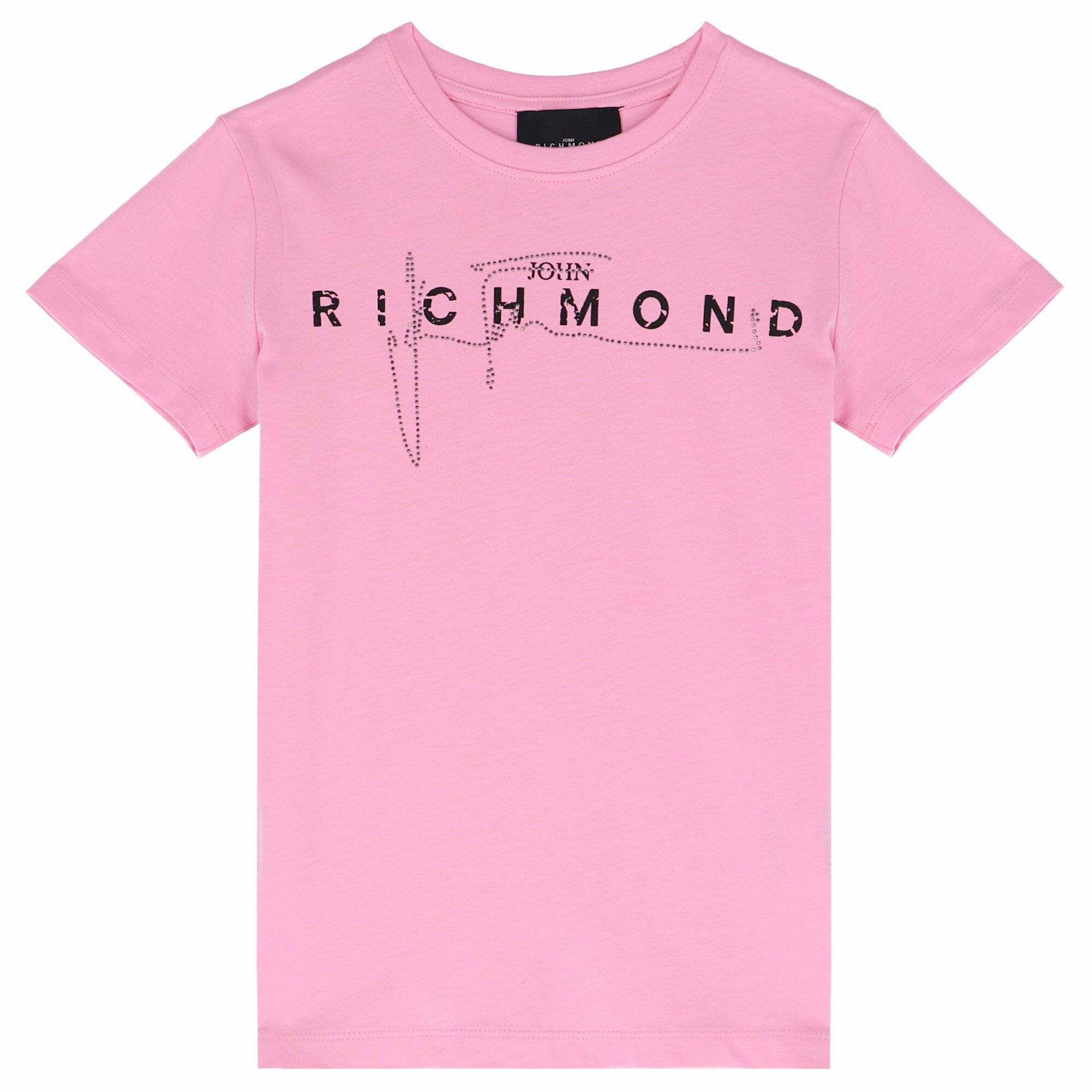 John Richmond Junior logo-print contrasting-waistband dress - Pink