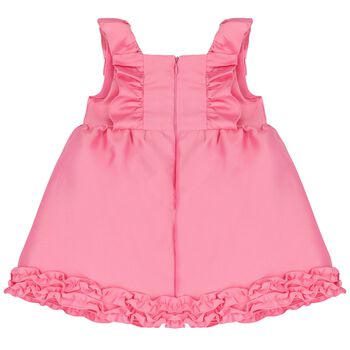 Baby Girls Pink Ruffled Satin Dress