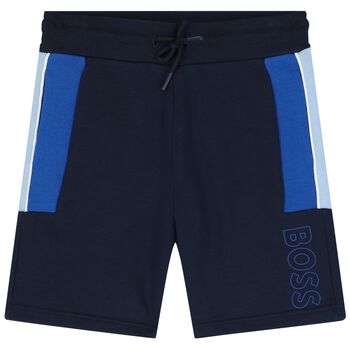 Boys Navy Blue Logo Shorts