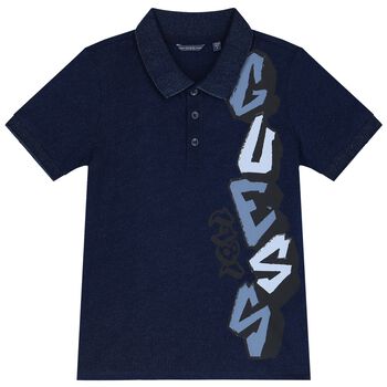 Boys Navy Graffiti Logo Polo Shirt