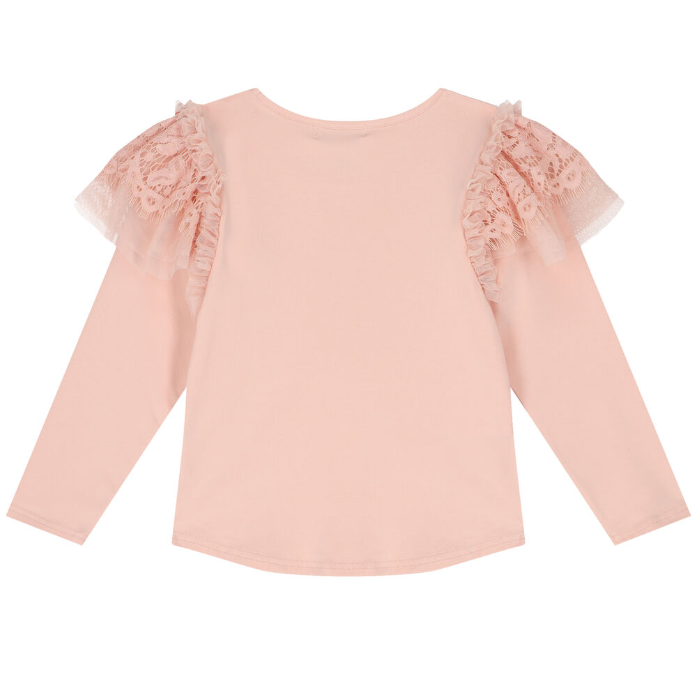 Angel's Face Girls Pink Lace Long Sleeve Top | Junior Couture UAE