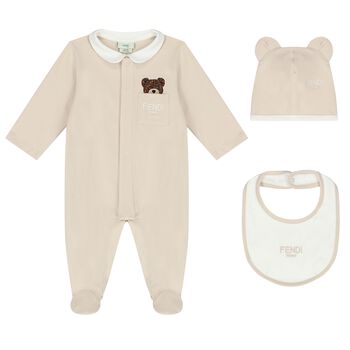 Beige Babygrow Logo Gift Set