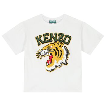 Boys White Tiger Logo T-Shirt
