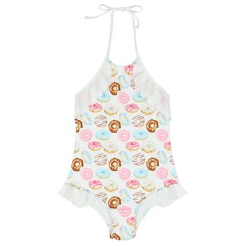 Girls White Donut Swimsuit