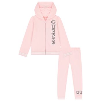 Girls Pink Logo Sequin Tracksuit