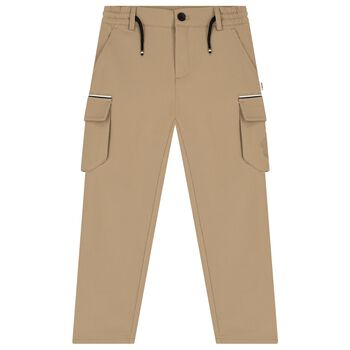 Boys Beige Logo Trousers