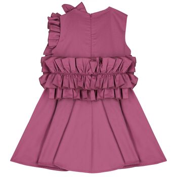 Girls Pink Ruffle Flower Dress