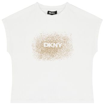 Girls White & Gold Logo T-Shirt