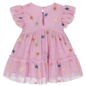 Younger Girls Pink Tulle Stars Dress